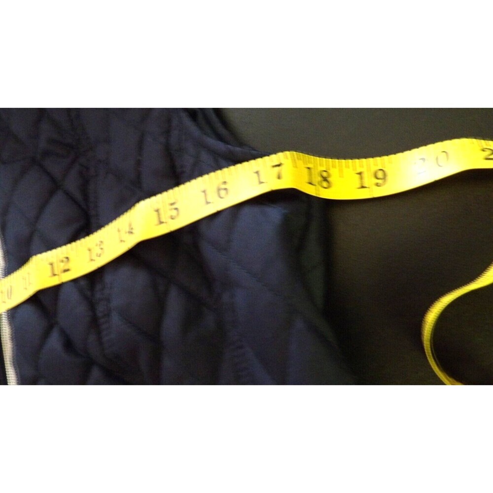 Black Rivet Navy Blue GIII Puffer Quilted Vest Faux Fur Trimmed Hood Sm Pockets - Picture 14 of 16